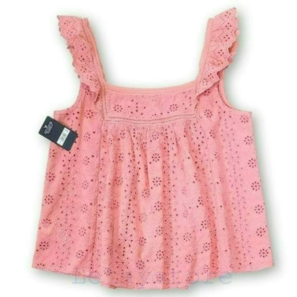 NWT Lucky Brand Embroidered Ruffle Button Down Tank Top - Picture 3 of 10